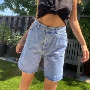 80s vintage high waisted blue denim season cargo shorts
